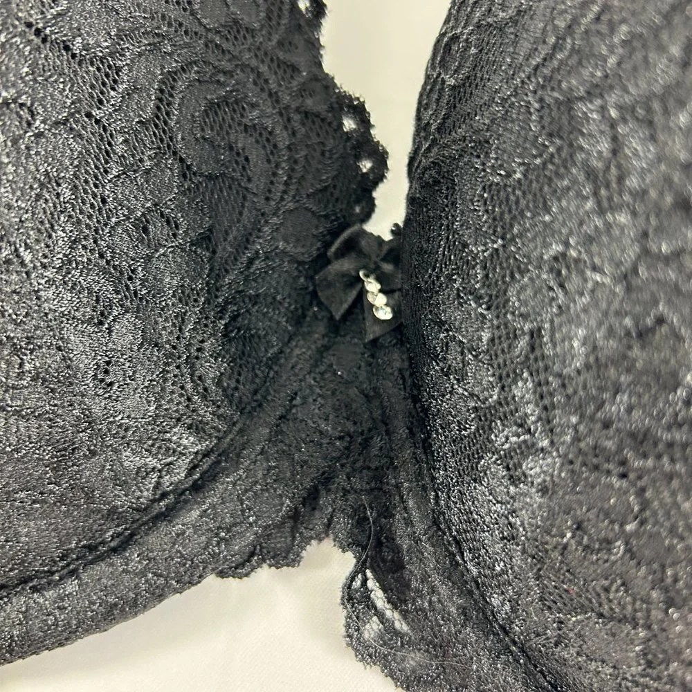 Smart & Sexy Bra Womens Size 42DD Black Signature Lace Push Up 85046 Underwire - Picture 4 of 7
